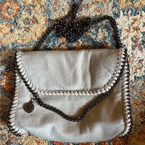 Chain-Embellished Gray crossbody Bag